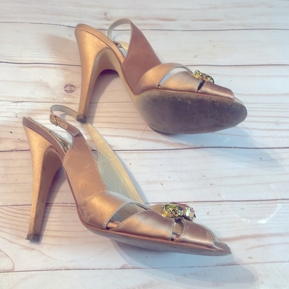Giusepee Zanotti Vicini Pink Satin Jewel Sandals Heels Size 38 / 8 Women - Picture 7 of 12